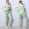 Damen -Trailsanzuiten nahtlose Langarm -Yoga -Sets für Frauen weibliche Sportanzug Fitnessstudio -Laufkleidung Fitnesskleidung 2 oder 3 PCSL2403