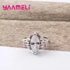 Anillos de racimo 925 STERLING SILE PERSONAL Classic Classical Design Cubic Zirconia Finger For Women Princess Crystal Jewelry Gift