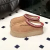 Slipare designer kvinnor stövlar tazz tozzs fårskinn päls australien senap frö ultra mini plattform stövlar slip-on cowhide ull vinter tazz