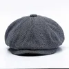 QPDO BERETS 2023 DAD DAD WINTER FITITED IVY CAP MALE CASUIL NEWSBOY CAPS大人の八角形の画家帽子ビッグハットマンプラスサイズ58cm 60cm D24417