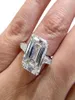 Luxe 925 Sterling Silver Square Emerald Cut gesimuleerde diamant bruiloft verloving Cocktail vrouwen edelsteen ring sieraden hele4204375