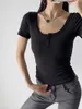 T-shirts T-shirts pour femmes T-shirt top à épaule éteinte avec des manches courtes