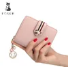 Foxer Brand Women Cow Leather Plånböcker Famous Designer Coin Purse Girl Fashion High Quality Short Plånbok för Femalemx1908249490627