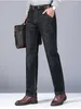 Heren jeans 2024 los rechte rek zwart mode merk broeken casual klassieke stijl katoen denim blauwe broek mannelijk