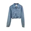 24 Fashion M Series Full Print Washed Top Casual and Handsome Short Sleeved Denim Jacket