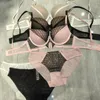 Beha's sets Franse sexy oversized beha set contrast kanten kleine borstshow grote verzamelde lingerie -briefs zacht stalen ring dik ondergoed