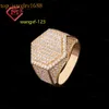 Master Rocks Gold plaqué glacé Sterling Sier Hip Hop Hexagon Hexagon Moisanite Ring