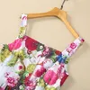 Runway 100% katoenen bloemenprintjurken voor vrouwen zomerontwerper mode spaghetti strap midi jurk backless sexy feestvestidos vakantie strandgewaad vrouwen