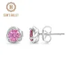 Stud Earrings GEM'S BALLET 0.5TW 5mm Round Cut Moissanite 925 Sterling Silver Pink Flower For Women Wedding