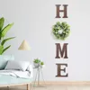 Decorative Figurines Wood Home Signs Wooden Letters And O-Shaped Artificial Eucalyptus Leaf Wreaths Hanging Wall Art Decor Housewarming