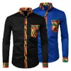 Men's Casual Shirts Men Long Sleeve Shirt Stylish Slim Fit With Stand Collar Office Workwear Print Contrast