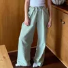 Spodnie damskie kobiety vintage 2000s estetyczne szerokie legalne luźne sprężyste spodnie w kratę z kieszeniami do pracy w biurze streetwearii
