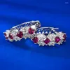 Orecchini per borchie Pigeon Blood Red Diamond S925 Silver Women's Fashion Colorful Treasure Artificiale per l'uso quotidiano