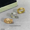 High End Designer ringar för Vancancleff Clover Kaleidoscope Ring for Women Thick Plated 18k Gold Full Sky Star Lucky Flower Light Ring Original 1: 1 Med Real Logo