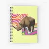 Cartoon Rhino Patroon Spiral Notebook Journal 120 Pages Studenten Noteer boeken voor journaalnotities Bestudeer Daily School Writing