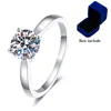 Bagues de fiançailles certifiées pour femmes 1CT 2CT Round Brilliant Lab Diamonds Band de mariage Sterling Silver Fine Jewelry 240417