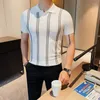 Polos masculins Trend Slim-Fit Casual Fashion Polo à manches à manches courtes Couleur Couleur à demi-manche T-shirt tissu Soft Wear confortable