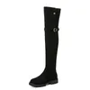 Stivali Yqbtdl 2024 inverno slim grezzo al ginocchio di lana di lana calda da donna a due usura piattaforma piatta da donna con le lunghe scarpe botas lunghe