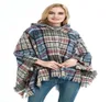 Зимние вязание большие платки клетчатые шарм одеяла для кисточки на мысе повседневной леди -свитер с оператором шляп.