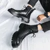 Boots Male Classic Thick Bottom Mens High Top Sneakers 2024 Leather Men Walking Shoes All-match For Motorcycle