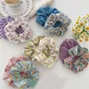 Haar rubberen bands vrouwen bloemen plaid haar scrunchies vintage wilde haarring elastische rubberen band meisjes mode paardenstaart scrunchie haar accessoires y240417