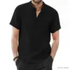 Men's T-Shirts Mens Short Sleeve T-shirt Cotton and Linen Casual Men T-shirt Solid Color Summer Shirt Male Cozy Breathable US Size