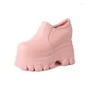 Casual Shoes White Brown Pink Hidden Wedges Sneakers Heels Woman 12CM Platform Elevator High Walking Women
