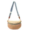 Bolsa de sling crossbody sling de palha boho feminino feminino de tira de guitarra versátil, feminina moda de moda feminina de grande capacidade, bolsa de quadril