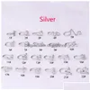 Nariz anéis pinos ouro piercing ring anel de jóias para mulheres para mulheres tendências de orelha de coração flores cruzadas 22 estilos gota de del dhcde