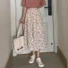 Jupes vintage imprimé floral aliné plissé long été femme coréen streetwear dstring élastique taille midi 230424 drop livraison vêtements otxfx