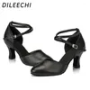 Chaussures de danse dileechi moderne latin rouge noir authentique cuir salon de bal danse femelle talon bas 4,5 cm