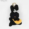 Pelici portachiavi di peluche Bowknot Curly Rabbit Keyring Adorabile Peluga Anelli chiave versatili con accessorio alla moda Accessorio alla moda Y240415