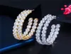 Mode AAA Cubic Zirconia Hoop Designer Earring Pink White CZ 925 Sterling Silver Post Smycken 18K Gold Circle Copper Luxury Earr9910615