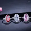 Trouwringen pera prachtige roze rode cz kristal grote ovale ronde vorm vrouwen verlovingsbanden handvinger sieraden accessoires r082