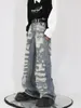 メンズパンツHouzhou Hip Hop Ripped JeansMen High Street Male Disted Denim Wide Leg Casuareズボンヴィンテージストリートウェアルーズ