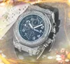 Популярные мужские полные функции Quarz Charnograph Watches Spectwatch Black Green Rubber Strap Diamonds Ring Ring Presesting Bracelet Bracelet Watch Gifts