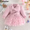 Девушка платья Prowow 3-24M Baby for Girls Sweet V-образное лоскутное платье бабочка платье принцесса рождена детская одежда