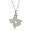 Colliers Couper le collier de carte Texas avec coeur Collier en acier inoxydable Mon coeur aime le collier Texas Carte Géographie Collier Accessoires