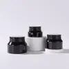 Storage Bottles 15g 30g 50g Black Glass Cream Bottle Empty Skincare Emulsion Hand Face Cosmetic Packaging Containers In Stock