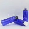 Bottiglie di stoccaggio 120 ml blu flacone di plastica a spalla piatta da 120 cc shampoo / lozione toner sub-bottling contenitore cosmetico vuoto (50 p / lotto)