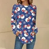 レディースTシャツクリスマスツリー雪だるま3Dプリント女性長袖Tシャツ特大のストリートウェアウーマンチュニックティートップス衣類
