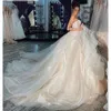 Beige Ball Puffy And Organza Ivory Gown Wedding Dresses 2022 Strapless Sweetheart Court Train Long Bridal Gowns Pleats Ruched Layered Skirt Bride Vestido De s