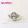 Anillos de racimo 925 STERLING SILE PERSONAL Classic Classical Design Cubic Zirconia Finger For Women Princess Crystal Jewelry Gift