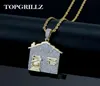 Collier pendentif de maison de piège Hommes glacés hors de la zircone cubique chaînes de cuivre matériau hanpunk gold argent couleur charmes joelry j19079294162