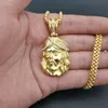 designer necklace Jewelry Hiphop Titanium Steel Gold Plated Diamond Sideface Jesus Necklace Pendant