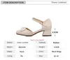 Dress Shoes 2024 Spring Women High Heels Mary Jane Pumps Party Wedding White Pink Beige Ankle Strap Buckle Flock Bow Princess Lolita
