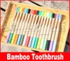 Rainbow Bamboo Toothbrush 17 Colors Round Bamboo Handle Black Bristle Adult Tandenborstel Wooden Handle Low carbon Toothbrush3289896