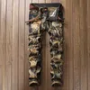 IG4U Męskie dżinsy hip hop w trudnej sytuacji dżinsowe spodnie marka haftowane plus size men vintage moda efekt broda jogger żółty D240417