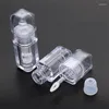 Lagringsflaskor 10/25 st 5 ml tomt transparent läppglansbehållare med trollstav kosmetiska läppglansrörstoppare klara fyrkantiga glasyrflaska