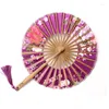 Decorative Figurines Chinese Style Bamboo Windmill Folding Fan Fans Flower Pocket Hand Round Circle Wedding Party Decor Gift